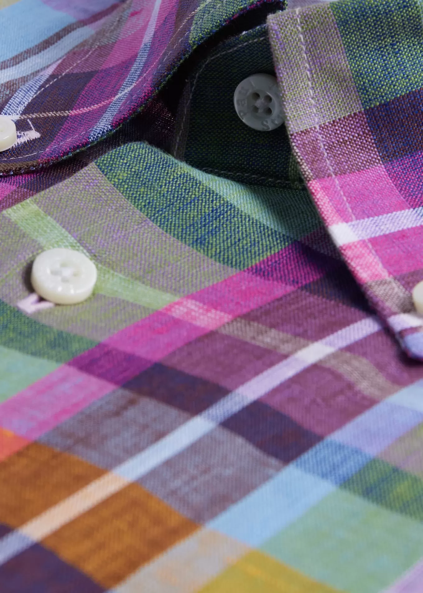 Outlet Linen Multicolor Plaid Sport Shirt Sport Shirts